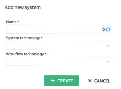 Add a system - dialog