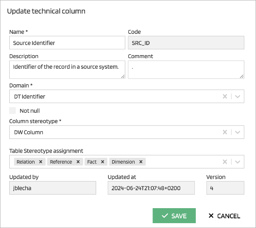 Technical column update